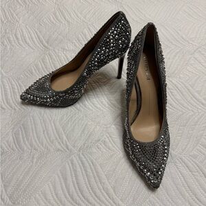 Gianni Bini Women’s Graphite Rhinestone Stiletto Heel Pumps. Size 10